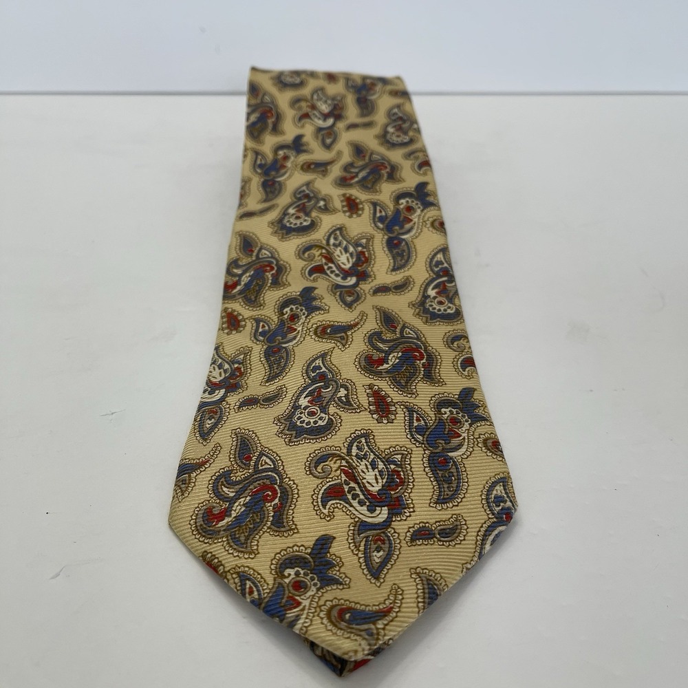 Jos A‎ Bank Premier Collection Yellow Paisley Silk Tie 3.75" Wide